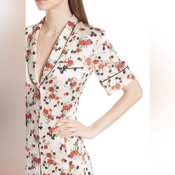 A.L.C. Ruthie Silk Mini Cream Pink Dress Floral Stretch Size 2 - Picture 7 of 15